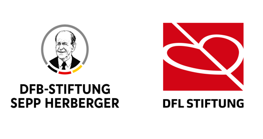 Logo der DFL Stiftung neben einem Porträt von Sepp Herberger und dem Logo der DFL Stiftung.