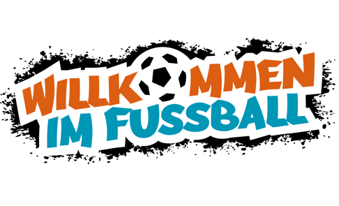 "Willkommen im Fußball"-Logo der DFL Stiftung mit Fußball.