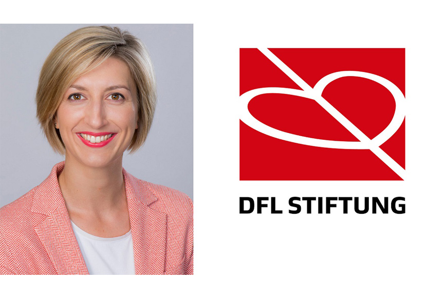 Foto von Franziska Fey und Logo der DFL Stiftung