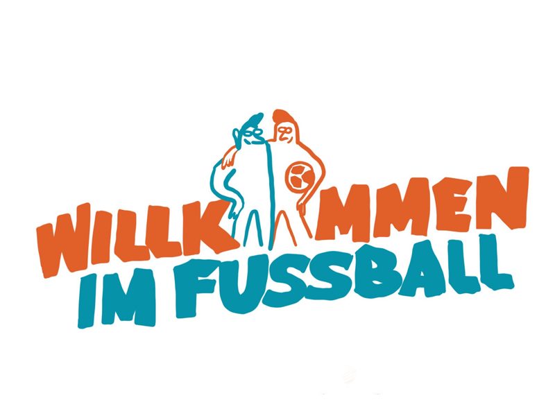 „Willkommen im Fußball" Logo in orange und blau