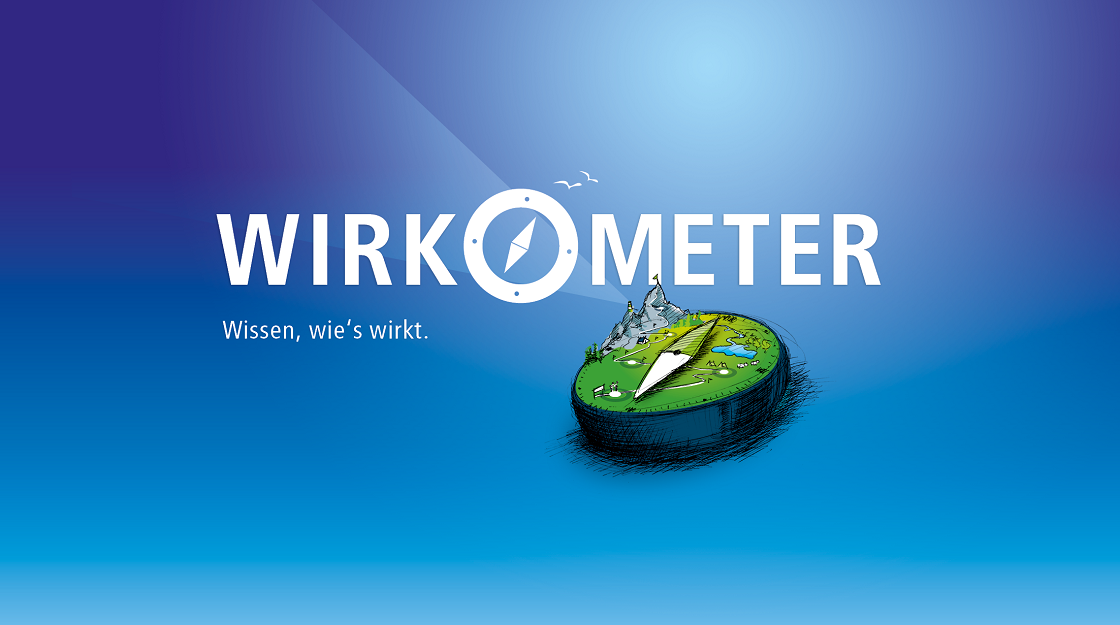 Grünes Wirkometer Logo in Form eines Kompasses