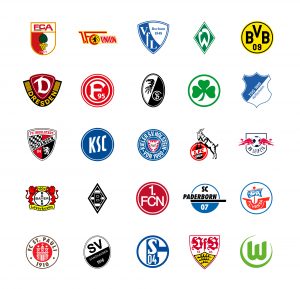 Eine Abbildung aller Logos der an Bundesliga bewegt-beteiligten Clubs