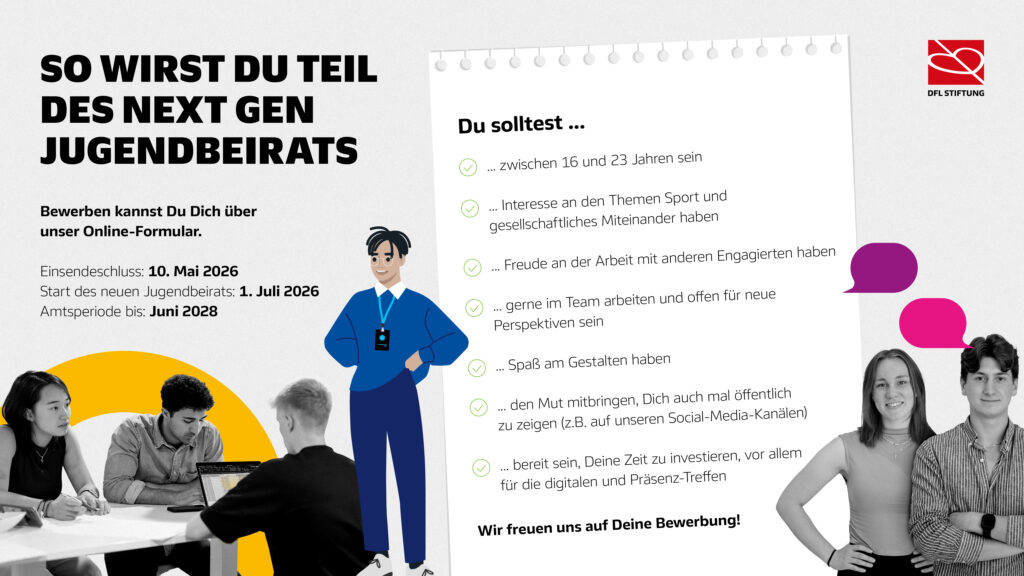 Übersicht mit Stichpunkten unter der Überschrift "So wirst du Teil des Next Gen Jugendbeirats"