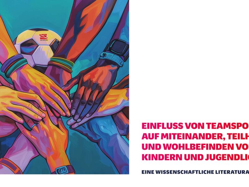 Titelbild der wissenschaftlichen Literaturanalyse: Einfluss von Teamsport auf Miteinander, Teilhabe und Wohlbefinden von Kindern und Jugendlichen