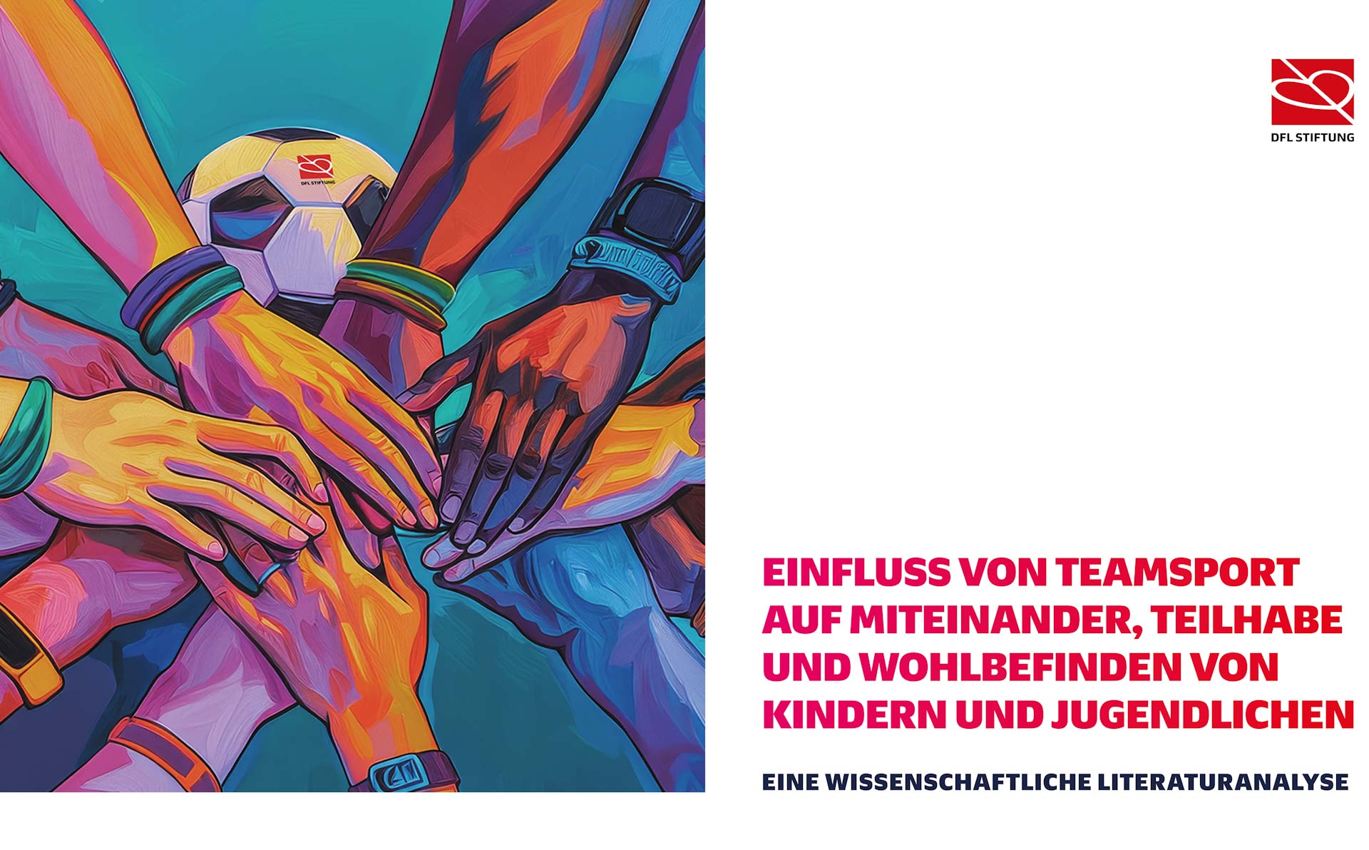 Titelbild der wissenschaftlichen Literaturanalyse: Einfluss von Teamsport auf Miteinander, Teilhabe und Wohlbefinden von Kindern und Jugendlichen